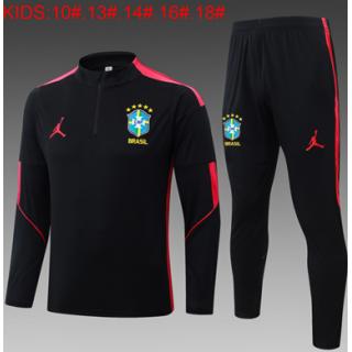 Chándal Brasil 2026 (Black Half Zip) - NIÑOS